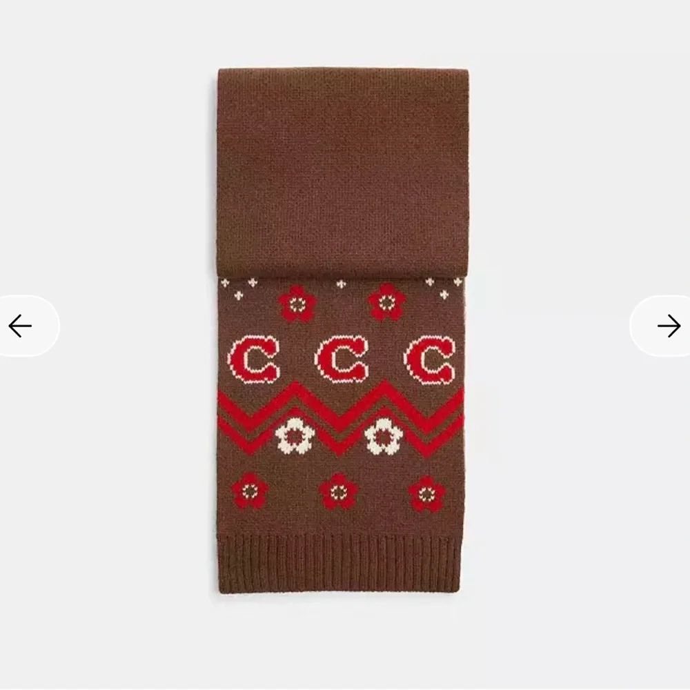 Coach Fair Isle Print Knit Muffler Sable Multi CCW05 72" x 10" NWT - Picture 3 of 5